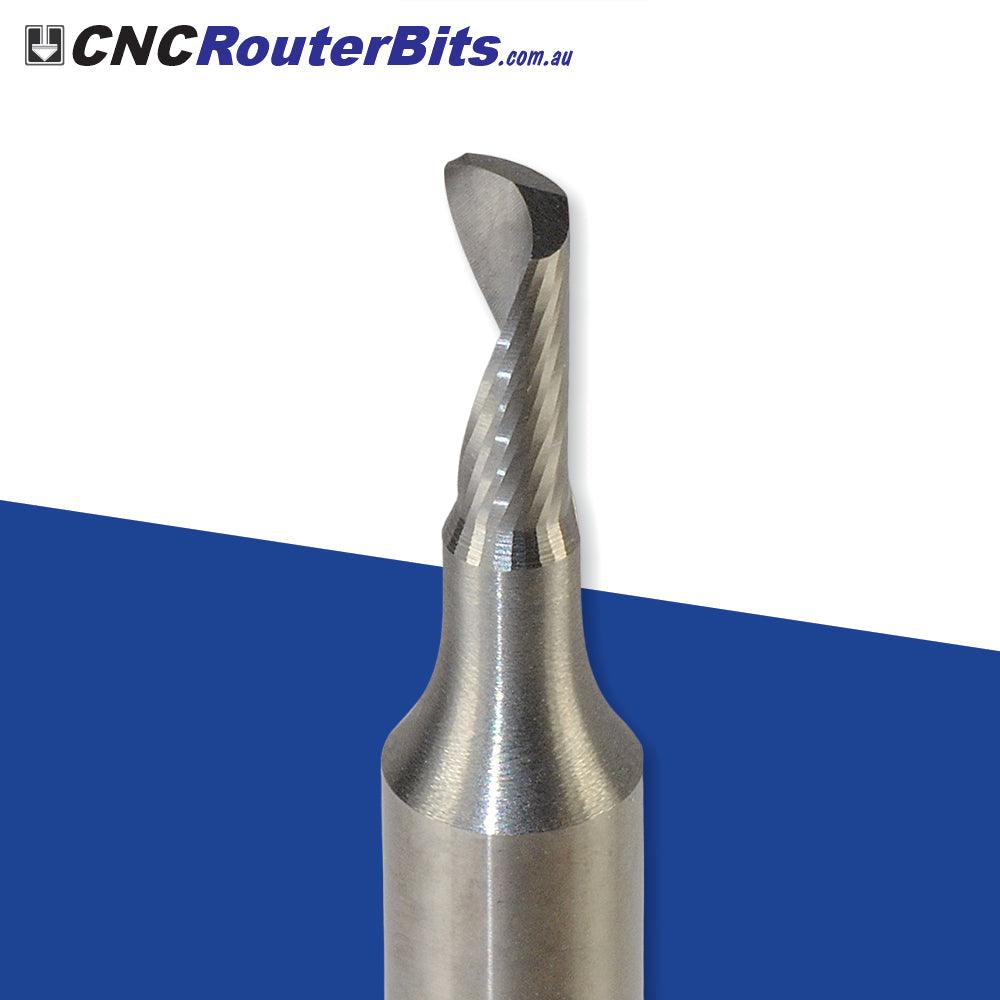 O-Flute Upcut CNC End Mill For Aluminum & Wood - 1/16" Carbide Router Bit, 1/4" Shank, Single Flute
