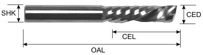 Single O Flute Downcut Spiral Specifications